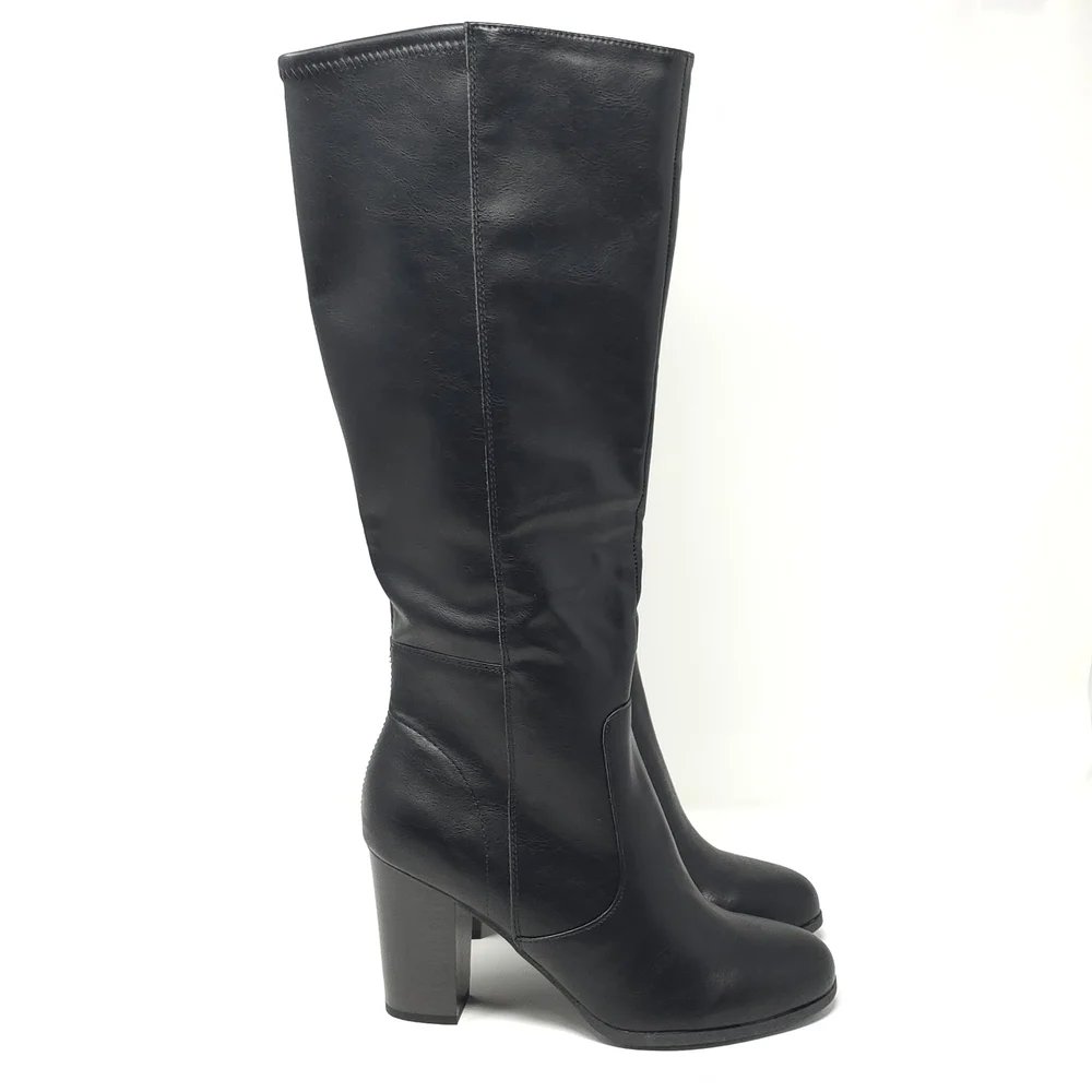 Style & Co. Boots Addyy Leather Tall Knee-High Black 9 Medium - Picture 3 of 13